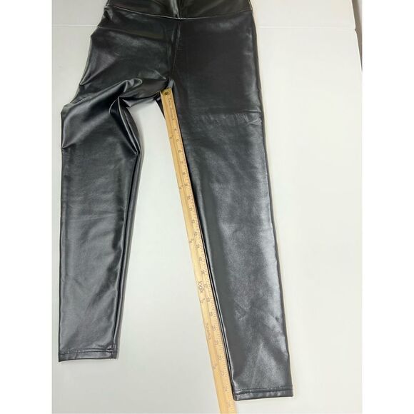 Faux Leather Black Shiny Leggings Size M - Picture 8 of 10